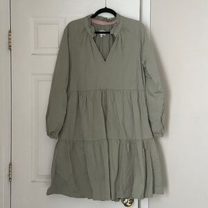 Women's Sundry Tiered Long Sleeve Dress Midi Size 2 Excellent Green Cotton Blend